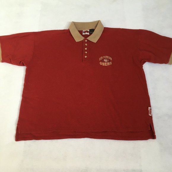 #72 Vintage The Edge San Francisco 49ers NFL Red Polo Shirt Mens Size L 1997 - Picture 1 of 9